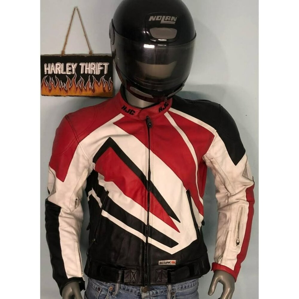 VTG Riding Jacket Size 44 Men Leather, Armor, HJC CIROTECH RIDING GEAR